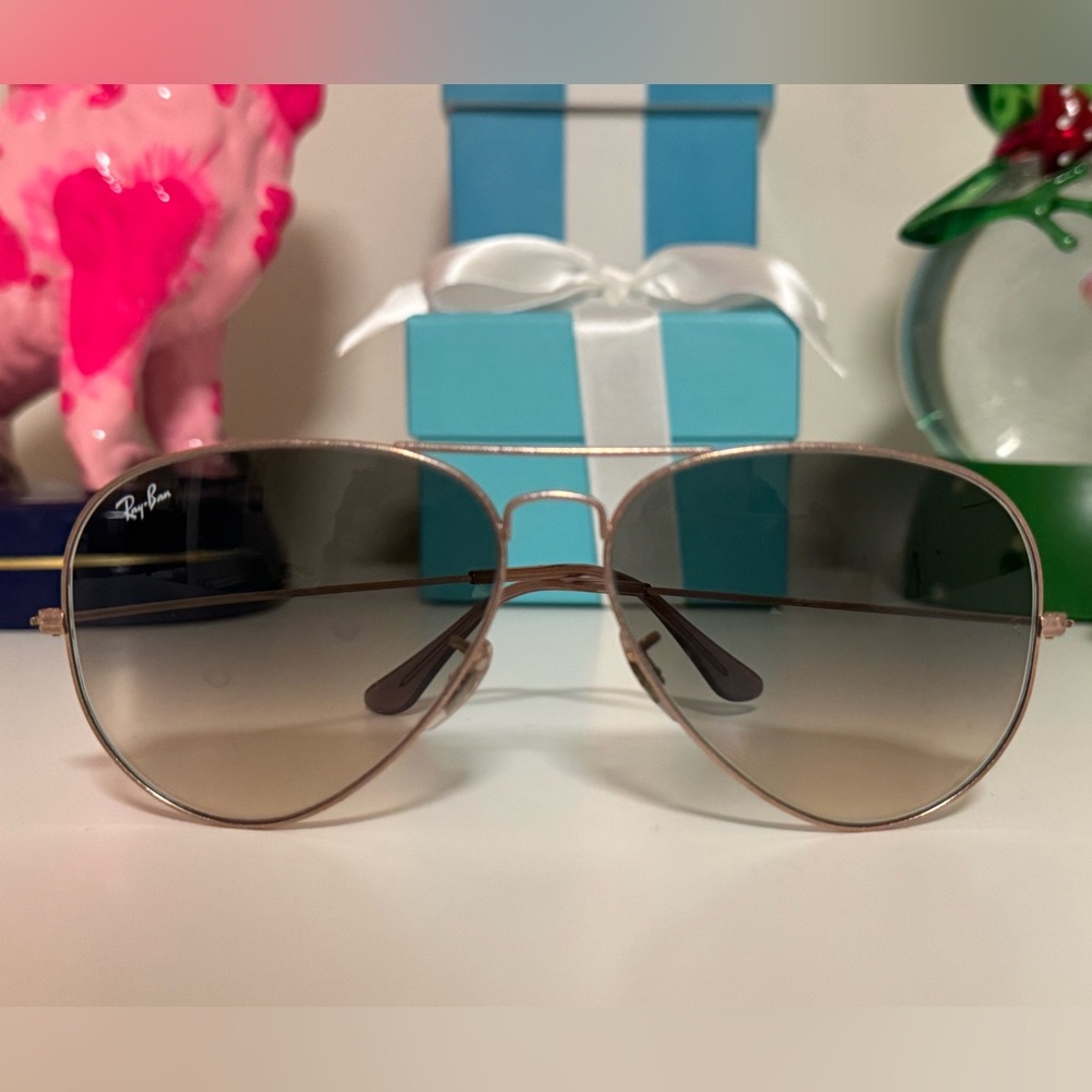 Ray-Ban Gold Aviator Blue Tinted Sunglasses